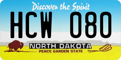 ND license plate HCW080
