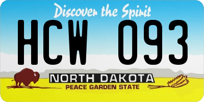 ND license plate HCW093