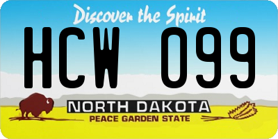 ND license plate HCW099