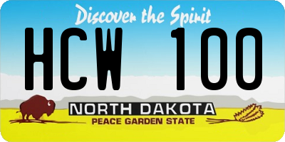 ND license plate HCW100