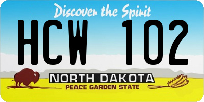 ND license plate HCW102