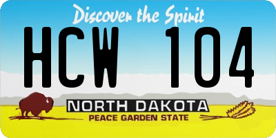 ND license plate HCW104