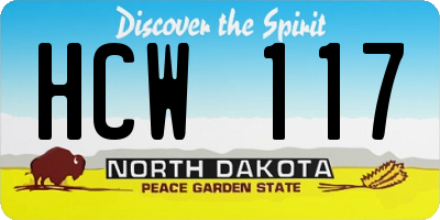 ND license plate HCW117