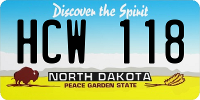 ND license plate HCW118