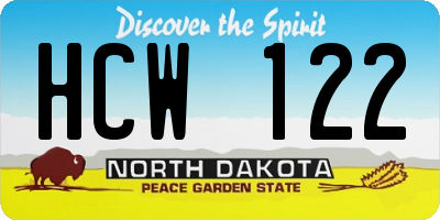 ND license plate HCW122