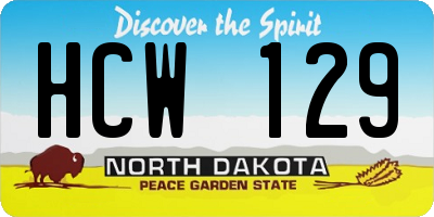 ND license plate HCW129