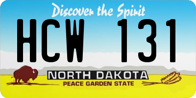 ND license plate HCW131
