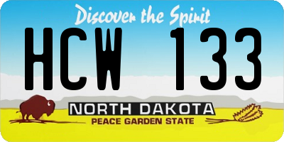 ND license plate HCW133
