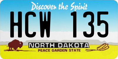 ND license plate HCW135