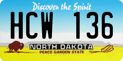ND license plate HCW136