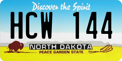 ND license plate HCW144