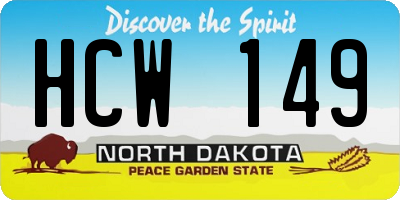 ND license plate HCW149