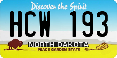 ND license plate HCW193