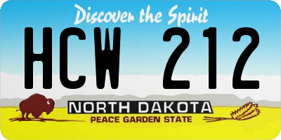 ND license plate HCW212