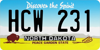 ND license plate HCW231