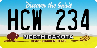 ND license plate HCW234