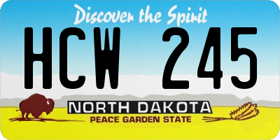 ND license plate HCW245