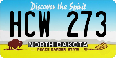 ND license plate HCW273