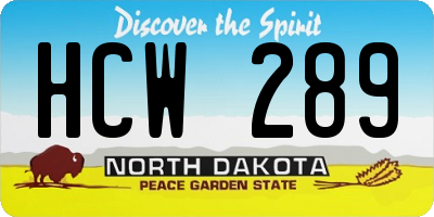 ND license plate HCW289