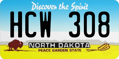 ND license plate HCW308