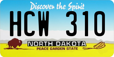 ND license plate HCW310