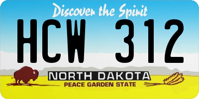 ND license plate HCW312