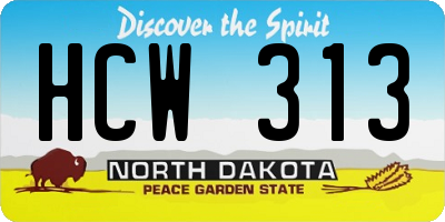 ND license plate HCW313