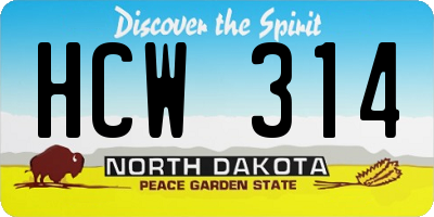 ND license plate HCW314