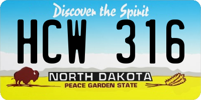 ND license plate HCW316