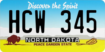ND license plate HCW345
