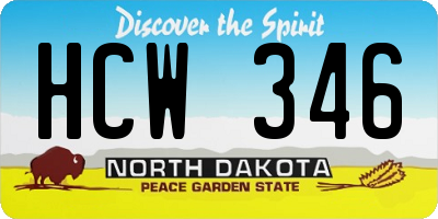 ND license plate HCW346