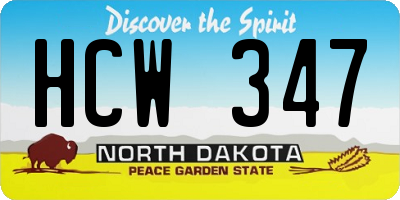 ND license plate HCW347