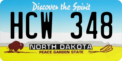 ND license plate HCW348