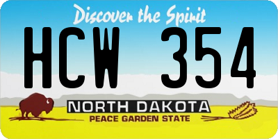 ND license plate HCW354