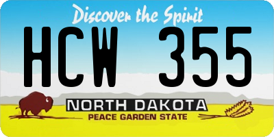 ND license plate HCW355