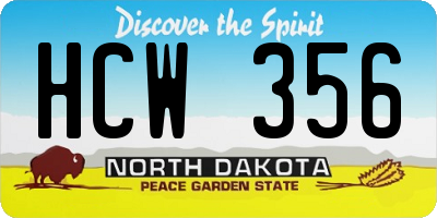 ND license plate HCW356