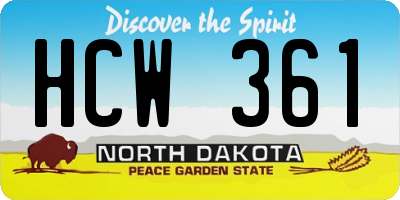 ND license plate HCW361