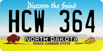 ND license plate HCW364