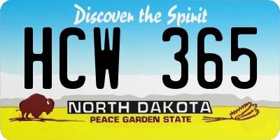 ND license plate HCW365