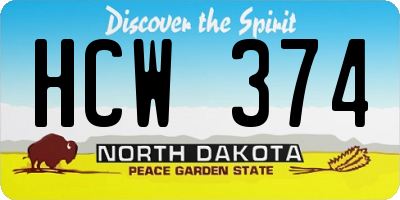 ND license plate HCW374