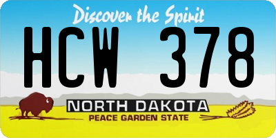 ND license plate HCW378