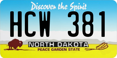 ND license plate HCW381