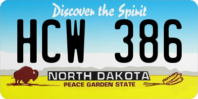 ND license plate HCW386