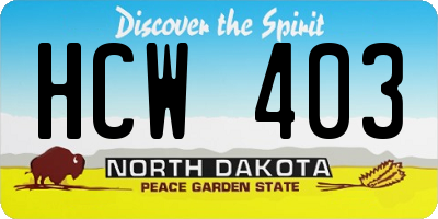 ND license plate HCW403
