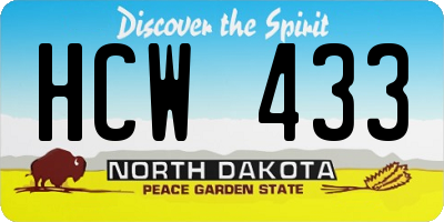 ND license plate HCW433