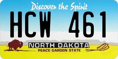 ND license plate HCW461