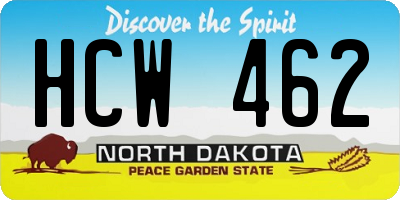 ND license plate HCW462
