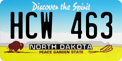 ND license plate HCW463