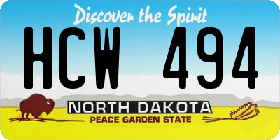 ND license plate HCW494