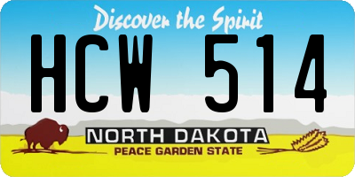 ND license plate HCW514